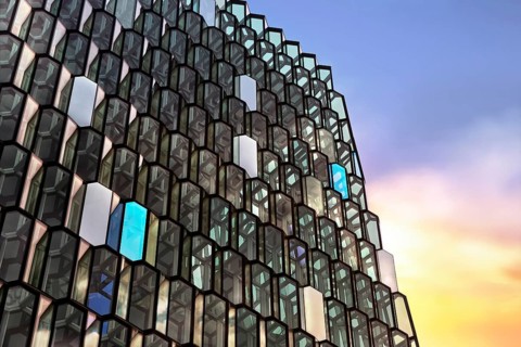Detail of the glass facade