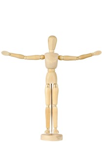 Wooden stickman with open arms