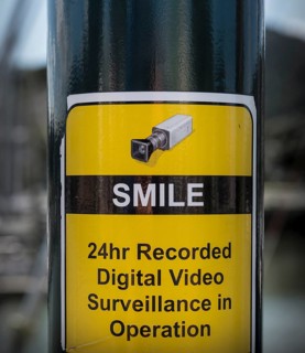 Sign on pillar