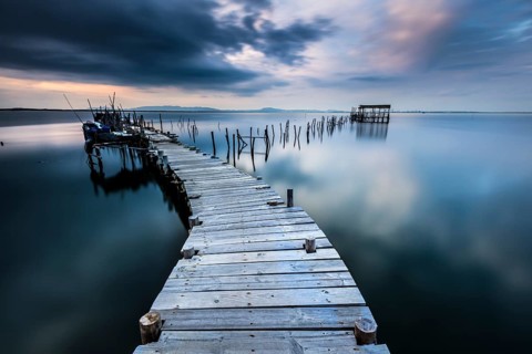 Landing stage in the calm sea