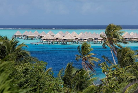 Bungalows in the turquoise sea