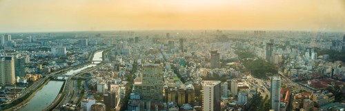 View of Ho Chi Minh City and Saigon River from the Bitexco Financial Tower