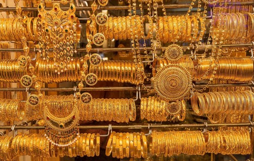 Golden bangles and jewelry