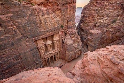View from above into the gorge Siq