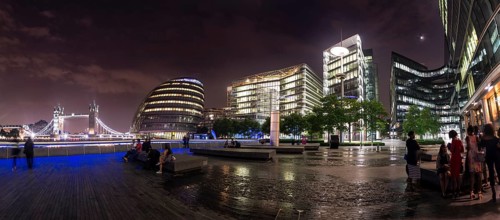Shore promenade at night
