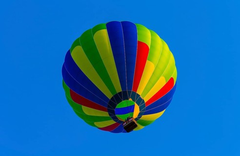 Hot air balloon in front of blue sky