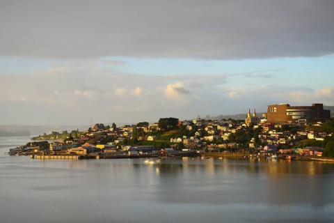City view with shopping center Paseo Chiloe