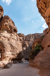 Sandstone cliffs in the Siq Gorge