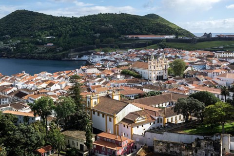 View from the Alto da Memoria to the old town of Angra do Heroismo