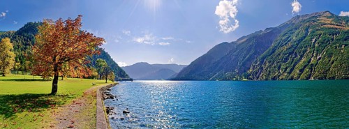 Lake Achensee with autumn-coloured deciduous tree