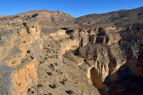 Wadi An Nakhur gorge towards Jabal Shams