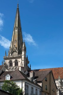 Neo-gothic tower of Romanesque Cathedral of Saint Lazarus
