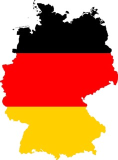 Map of Germany with the colours of the German flag