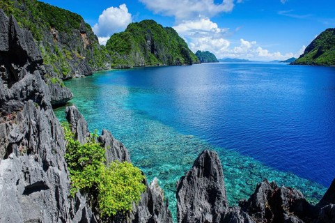 Coast with crystal clear water and limestones