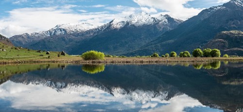 Mountain range reflected in a lake