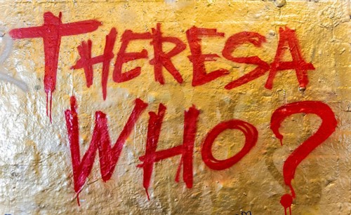 Theresa Who? lettering