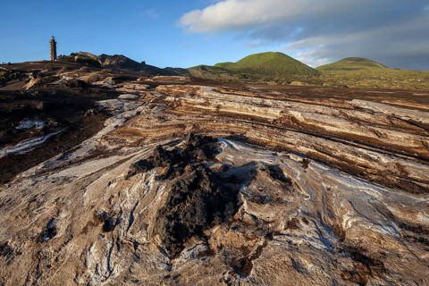 Volcanic landscape at the volcano Capelinhos