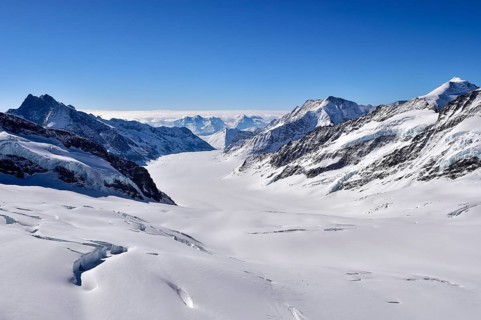 Aletsch glacier with snow