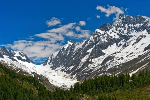 View to the Lotschenlucke mountain pass with Langgletscher glacier