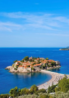 Island Sveti Stefan with dam