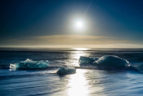 Ice floes in sunrise