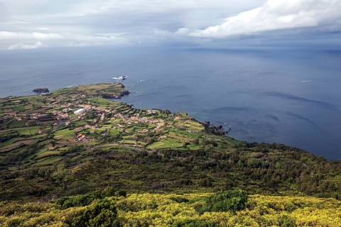 View from Miradouro sobre Ponta Delgada das Flores overlooking Ponta Delgada