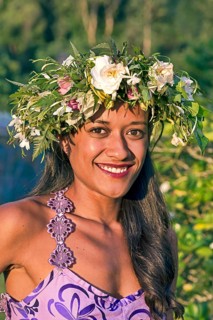 Young woman with flower wreath