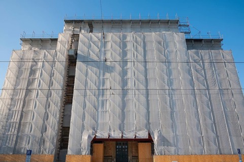 Scaffolding with cover