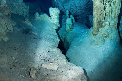 Limestone cave under water