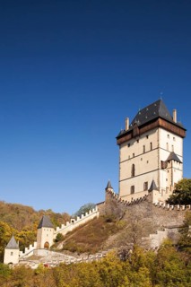 Wall with tower of the castle Karlstejn