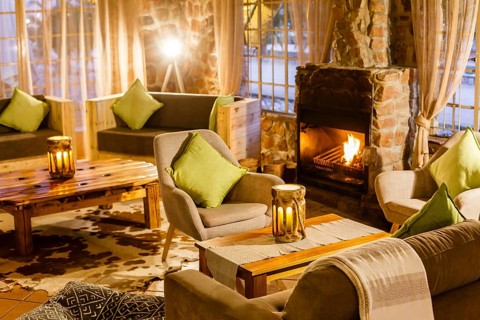 Cosy sitting area with fireplace