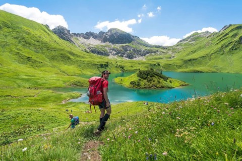Hiker on hiking trail