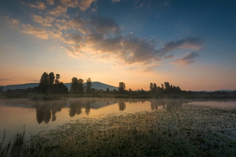 Sunrise at the lake Cerknica