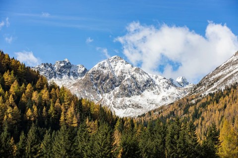 Panoramic view from the autumnal Cracow plain near Etrachsee in direction of Kircheleck and Predigtstuhl