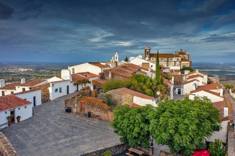 Mountain village with church Santa Maria da Lagoa