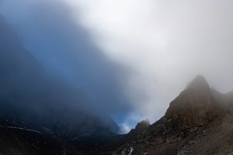 Rock tooth with fog