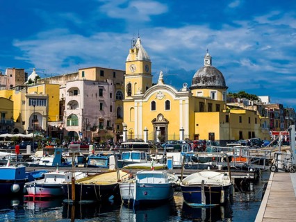 Marina the Procida with church Parrocchia Maria Ss. Della Pieta