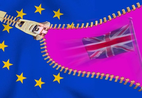 British flag and EU stars