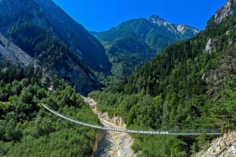 Traditional Bhutanese hanging walkway
