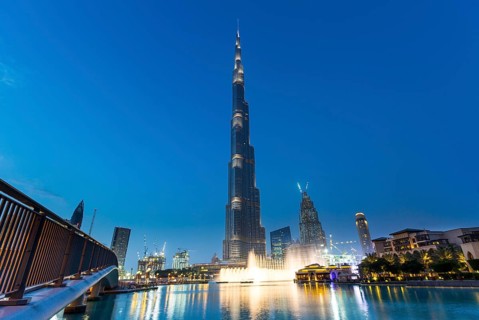 Water feature at Burj Khalifa Lake