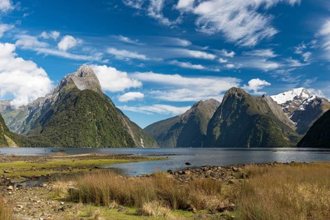 Mitre Peak and Mount Kimberley in Milford Sound