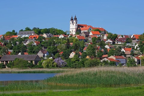 Tihany Abbey overlooks the town of Tihany on the Tihany Peninsula