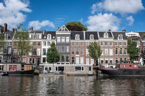 Canal houses and houseboats on the Amstel