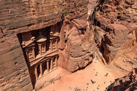 View from above into the gorge Siq
