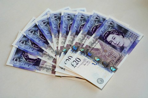 UK twenty pound banknotes
