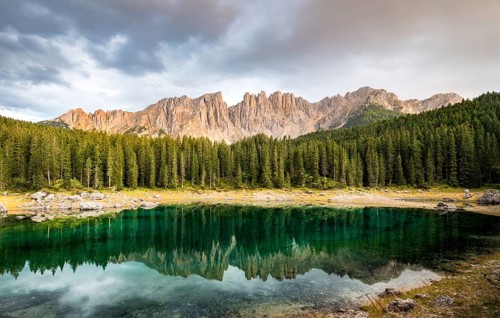 Latemar group reflected in the Karersee
