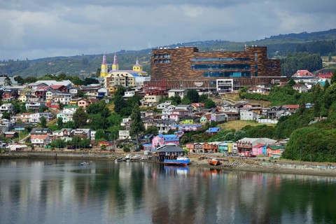 City view with shopping center Paseo Chiloe