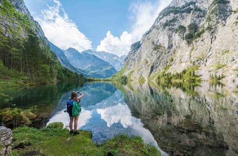 Hiker at Lake Obersee