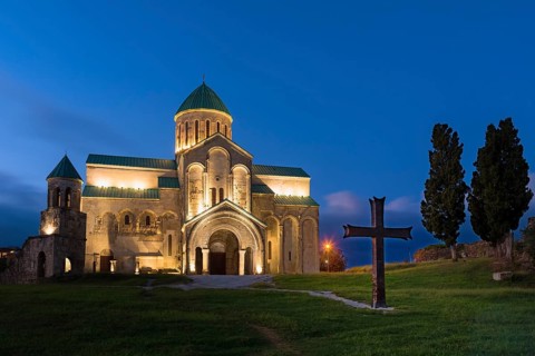 Bagrati cathedral at dusk