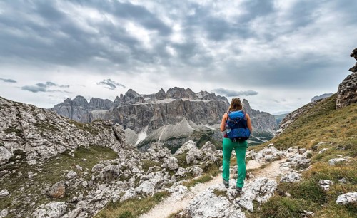 Hiker on the way to Cirspitze